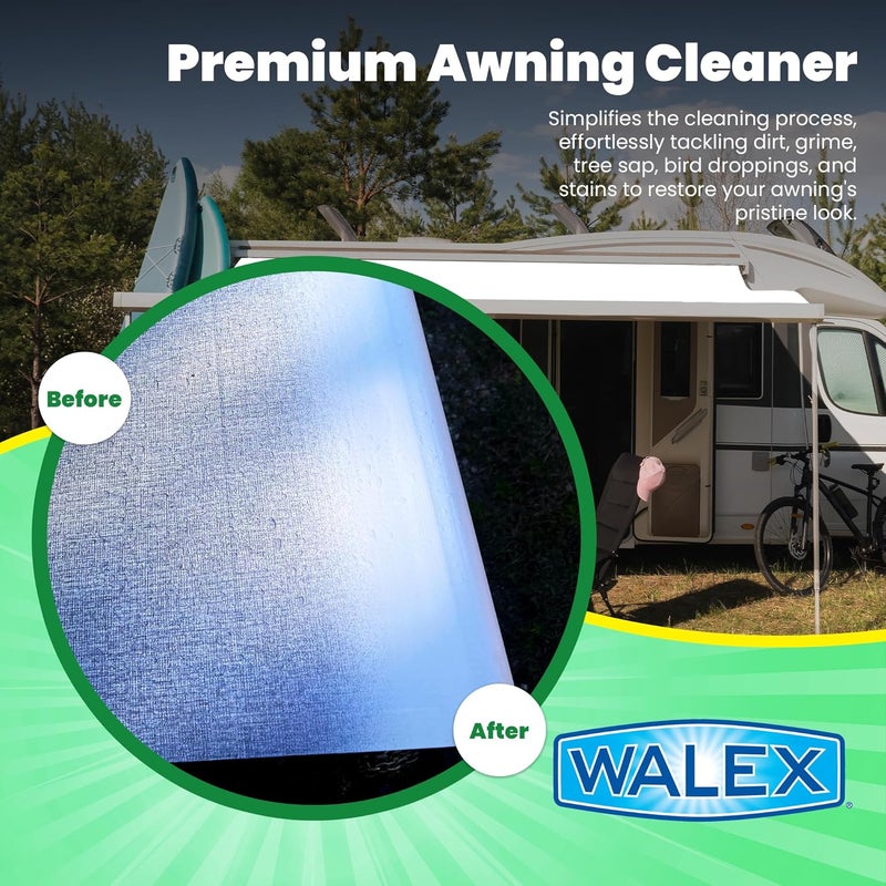 WALEX RV Awning Cleaner - Safe for Vinyl & Fabric, Dissolves Tough Stains, Mold, Mildew, Dirt, Bird Droppings & More; Extends Awning Lifespan for RVs, Campers, Trailers & Motorhomes, 64 oz - Image 1